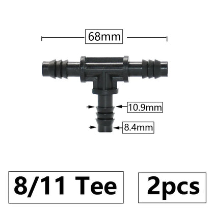 3/8" 8mm Penyambung Hos Taman 8/11 Hingga 4/7 3/5mm Pengurangan Hos Pemisah Air Tee Siku Hujung Palam Titisan Sistem Pengairan 