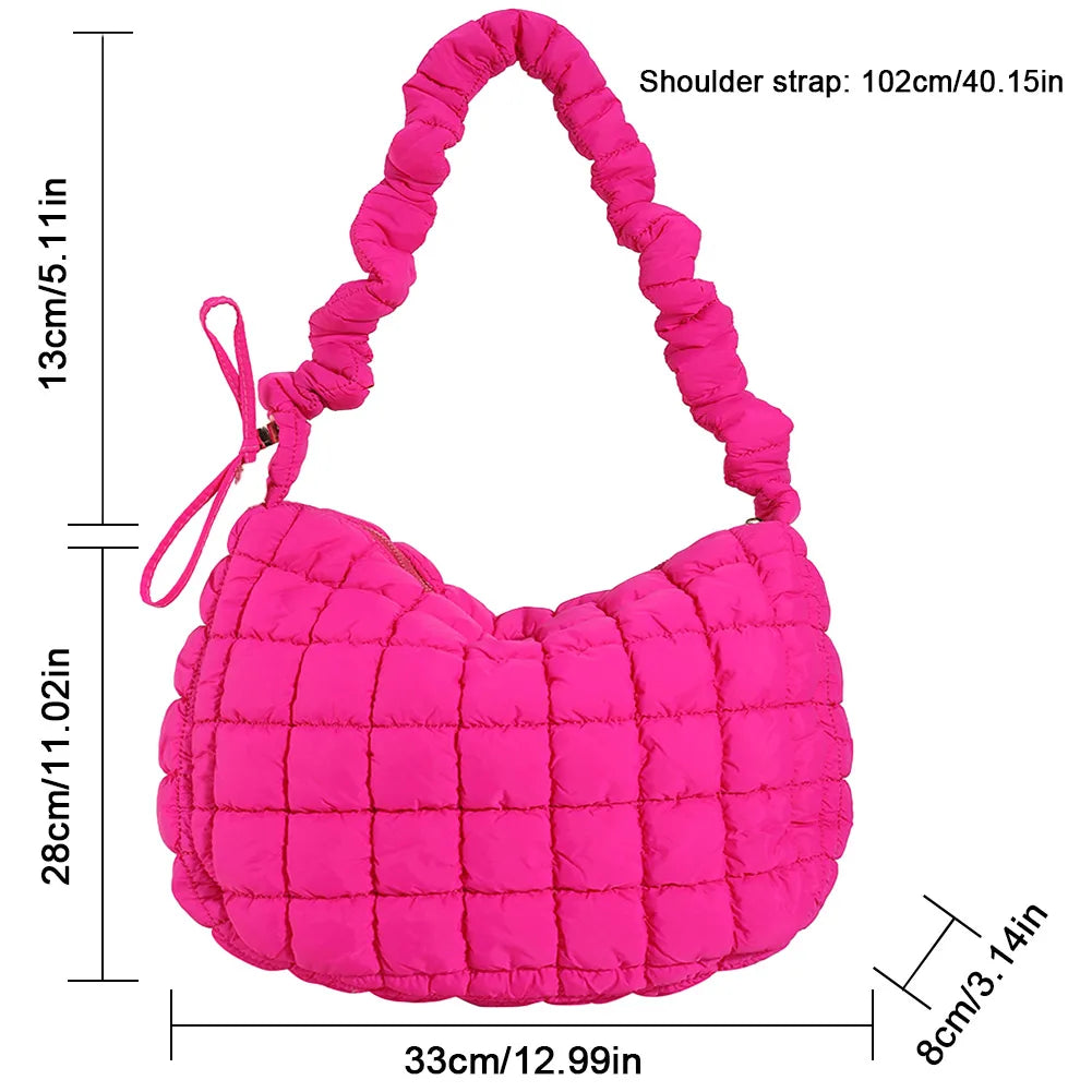 Beg Selempang Berlapis Empuk Baharu untuk Wanita Beg Bahu Awan Berlipat Bubbles Beg Tangan Berbentuk Baldi Tote Besar Beg Tangan Ruched 