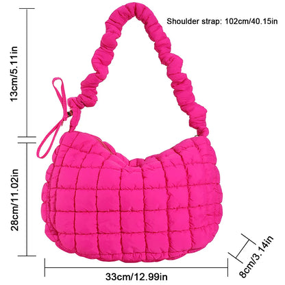 Beg Selempang Berlapis Empuk Baharu untuk Wanita Beg Bahu Awan Berlipat Bubbles Beg Tangan Berbentuk Baldi Tote Besar Beg Tangan Ruched 