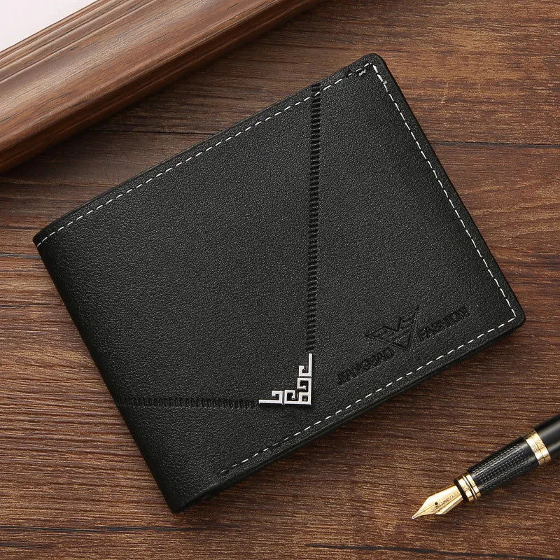 Men's Slim Money Clip Wallet Credit Card ID Holder Casual Male Leather Short Multi Card Holder Purses Business Man Bifold Wallet