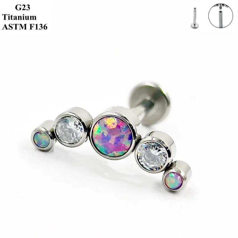 G23 Titanium Telinga Stud Zirkon Opal Tindik Barang Kemas Dalam 25 Warna Pilihan Wanita Bar Parti Fesyen Telinga Rawan Stud 