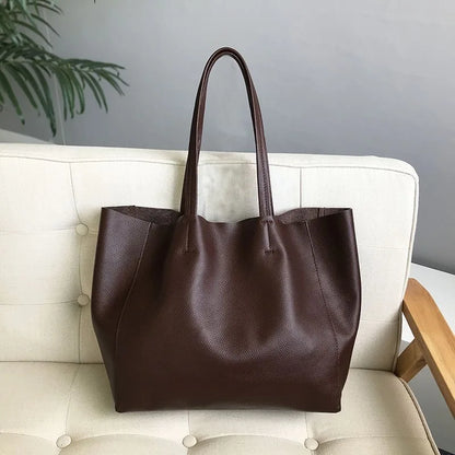 Genuine Leather Shoulder Bag For Women 2022 New Luxury Natural Leather Bag Laptop Handmade Large Shoulder Handbag Big Handbags