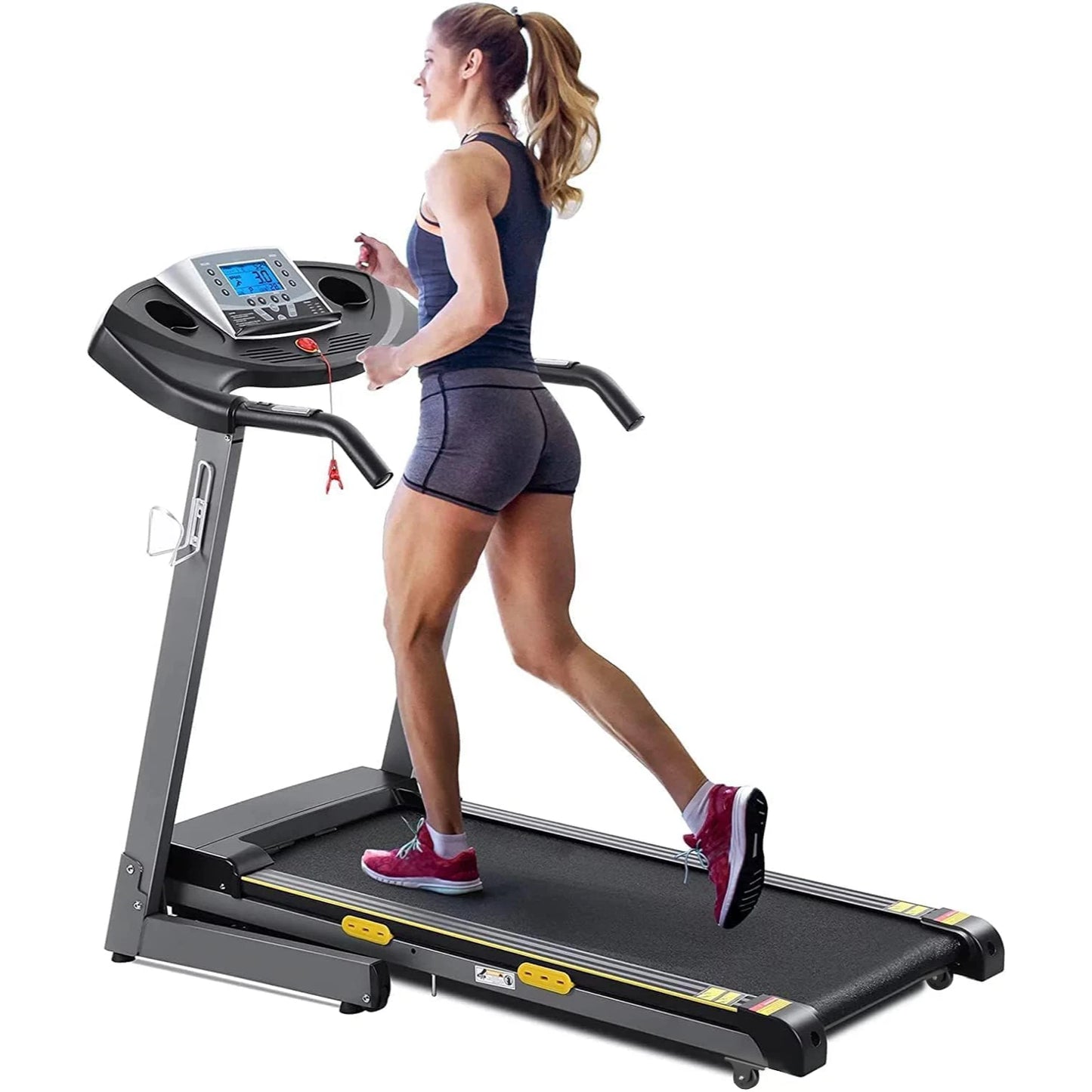 Treadmill dengan Auto Conline Folding Electric Running Machine 17'' Electric Treadmills 2.5HP/8.5MPH dengan 15 Program Latihan 