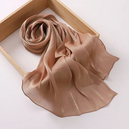 Hotsale Light Weight Plain Shimmery Chiffon Crepe Crinkle Shawl Malaysia Solid Color Glitter Shiny Shimmer Hijab Scarf Women