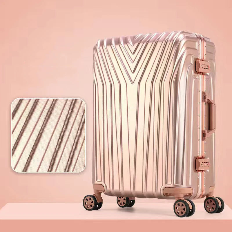 Travel suitcase with spinner wheels Women trolley luggage set 20 inch carry on suitcase 29''high-capacity zip aluminium frame