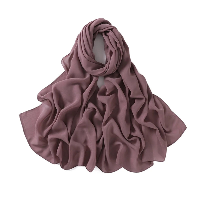 180*70cm New Muslim Chiffon Hijab Shawl Scarf Women Solid Color Head Wraps Women Hijabs Scarves Ladies Foulard Femme Muslim Veil