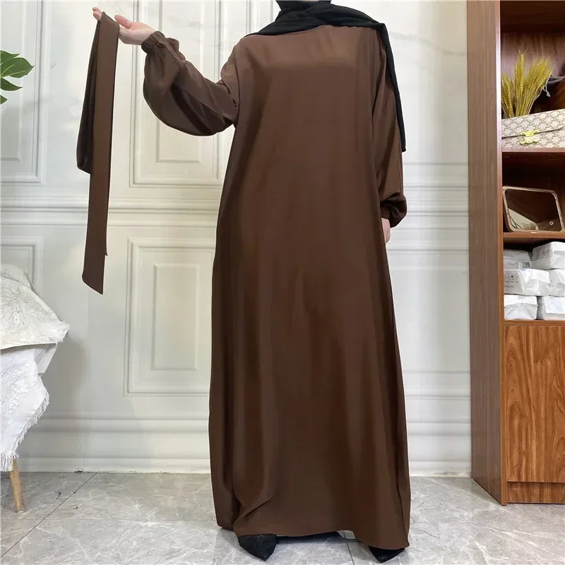 Plain Abaya Dubai Muslim Hijab Dress Elastic Sleeve Basic Closed Abayas for Women Turkey Ramadan Islamic Clothing Kaftan Robe