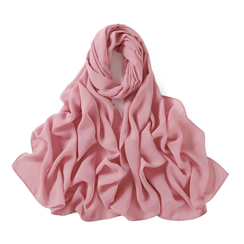 180*70cm New Muslim Chiffon Hijab Shawl Scarf Women Solid Color Head Wraps Women Hijabs Scarves Ladies Foulard Femme Muslim Veil