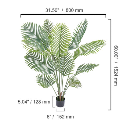 VEVOR Artificial Palm Tree 4/5/6 FT Tall Faux Plant Secure PE Material & Anti-Tip Tilt Protection Low-Maintenance Plant for Home