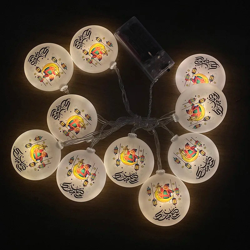 Ramadan Star Moon Castle Lampu Rentetan LED Eid Mubarak Hadiah Islam Muslim Ramadan Kareem Hiasan untuk Pesta Aidilfitri di Rumah 