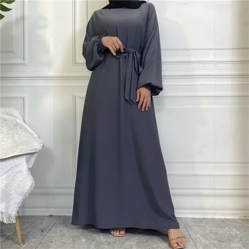 Plain Abaya Dubai Muslim Hijab Dress Elastic Sleeve Basic Closed Abayas for Women Turkey Ramadan Islamic Clothing Kaftan Robe