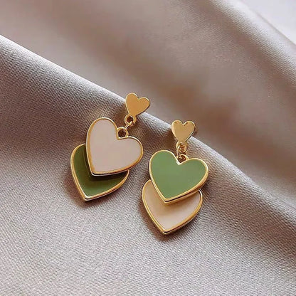 Vintage Red Green Enamel Water Drop Earrings For Women Piercing Ear Jewelry Korean Female Hanging Earring Lovely Kolczyki Gift