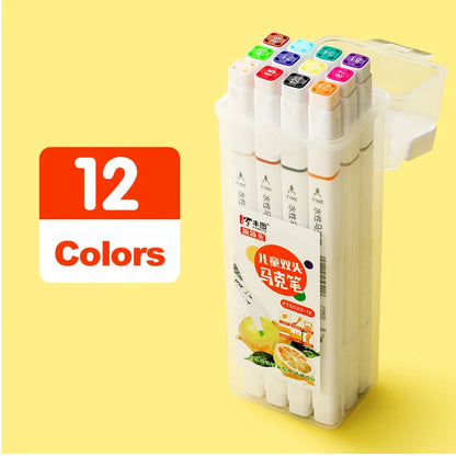 12/18/24/36/48 Highlighter Color Pen Double-Headed Color Marker Art Marker Set Art Stationery School Office Supplies