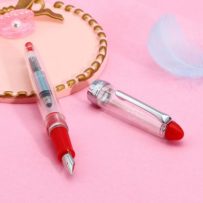 New LORELEI Acrylic Fountain Pen Fine 0.5mm EF Nibs school supplies Office writing Pen Silver Clip Red gift for students