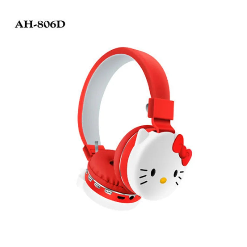 AH-806D Hello Kitty Cute Bluetooth Earphones Wireless Earphones Anime Cartoon Stereo Earphones Earphones with Microphone Gift