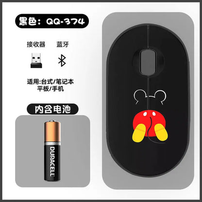 Disney Kawaii Mickey Mouse and Minnie Wireless Bluetooth Mouse Cute Cartoon USB Bluetooth Dual Mode Super Silent Home Laptop