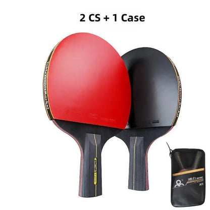 2PCS Profesional 6 Bintang Ping Pong Raket Raket Ping Pong Set Jerawat-dalam Getah Berkualiti Tinggi Kayuh Kelawar Bilah dengan Beg 