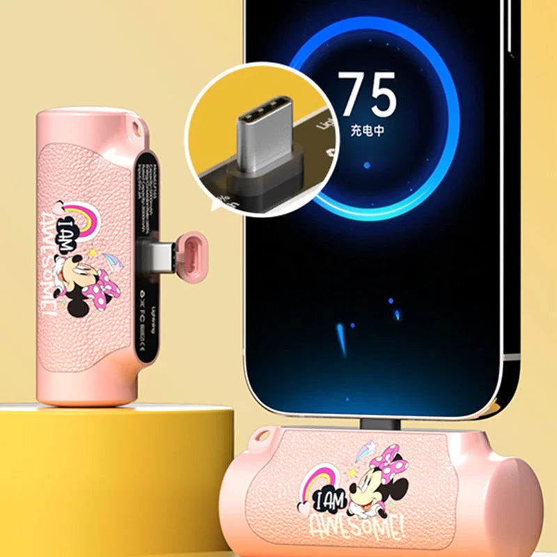 New Disney Pocket Power Bank Wireless Capsule Needle Mobile Power Bank Compact And Portable Mobile Power Bank Fast Charging