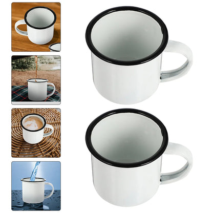 2 Pcs Metal Vintage Drinking Cup Office Clear Mug Glasses Enamel Mugs Bulk Camping Coffee Tea