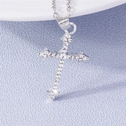 Fashion Cross Necklace for Women Men Gold Silver Color Dazzling Crystal Jesus Crucifix Necklace Christian Jewelry Wholesale