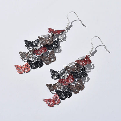 Vintage Hollow Leaves Drop Earrings for Women Bohemian Colorful Long Dangle Earrings 2024 Fashion Jewelry boucle oreille femme
