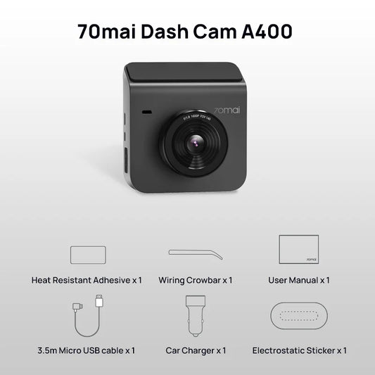 70mai Dash Cam A400 Kereta DVR 145° FOV 1440P Resolusi 70mai A400 Sokongan Perakam Kereta Cam Belakang Monitor Parking 24J