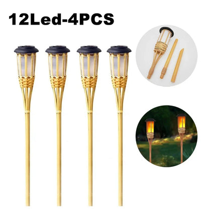 Solar Lamps LED Flame Effect Lamp Handcraft Bamboo Waterproof Garden Lighting Lawn Torches Yard Landscape Outdoor Light