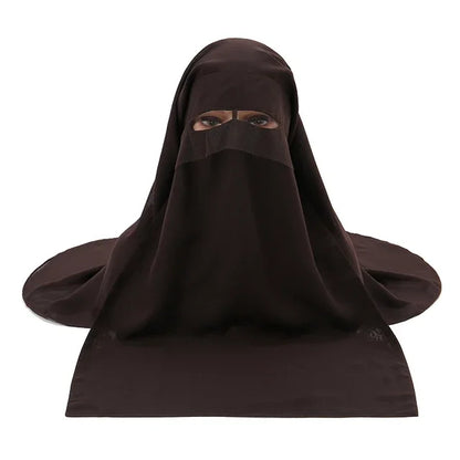 Muslim Face Cover Scarf Islamic Niqab Burqa Bonnet Hijab Chiffon Veil Headwear Abaya Women's Hijabs Sunscreen Araba Long Wraps