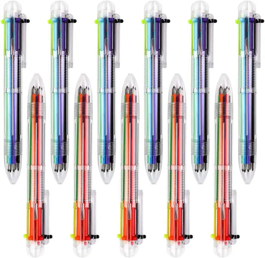 50 Pek Pen Seronok Ballpoint Pelbagai Warna 0.5mm 6-dalam-1 Rainbow Pen Boleh Tarik Kanak-kanak Pejabat Perlengkapan Bilik Darjah Sekolah Hadiah Pelajar 