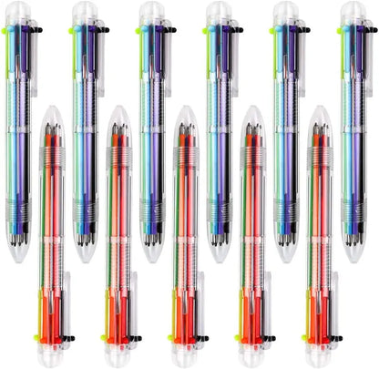 50 Pek Pen Seronok Ballpoint Pelbagai Warna 0.5mm 6-dalam-1 Rainbow Pen Boleh Tarik Kanak-kanak Pejabat Perlengkapan Bilik Darjah Sekolah Hadiah Pelajar 