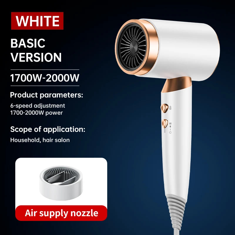 New F80 Professional High Speed Leafless Hair Dryer Hair Salon For Home Straight Hair Negative Ion Bass Noise Reduction