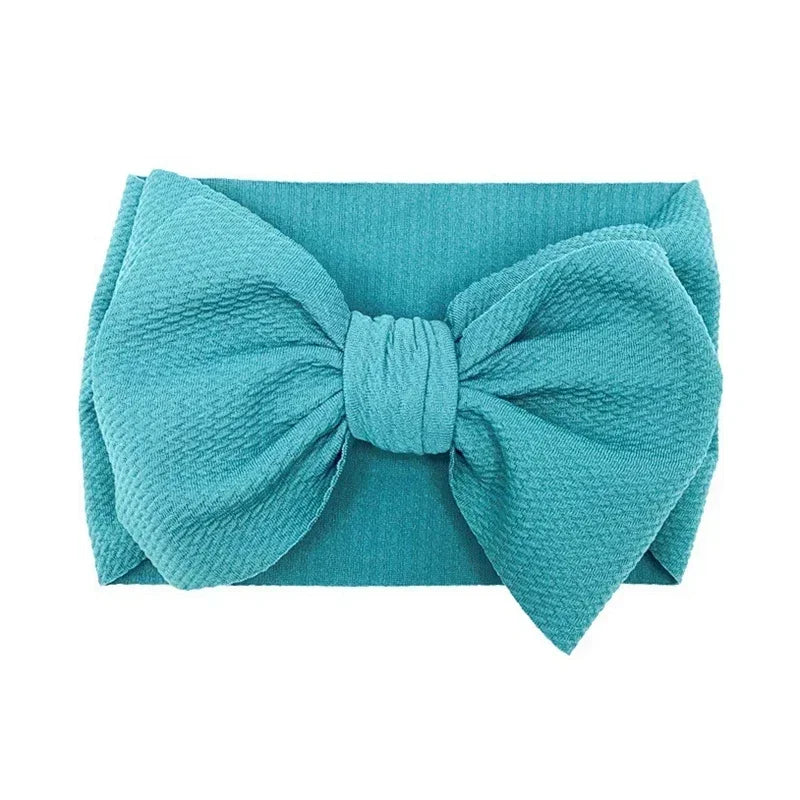 Fashion Handmade Bowknot Elastic Wide Hairband Toddler Solid Color Big Bows Headband Baby Girls Headwear Holiday Gifts