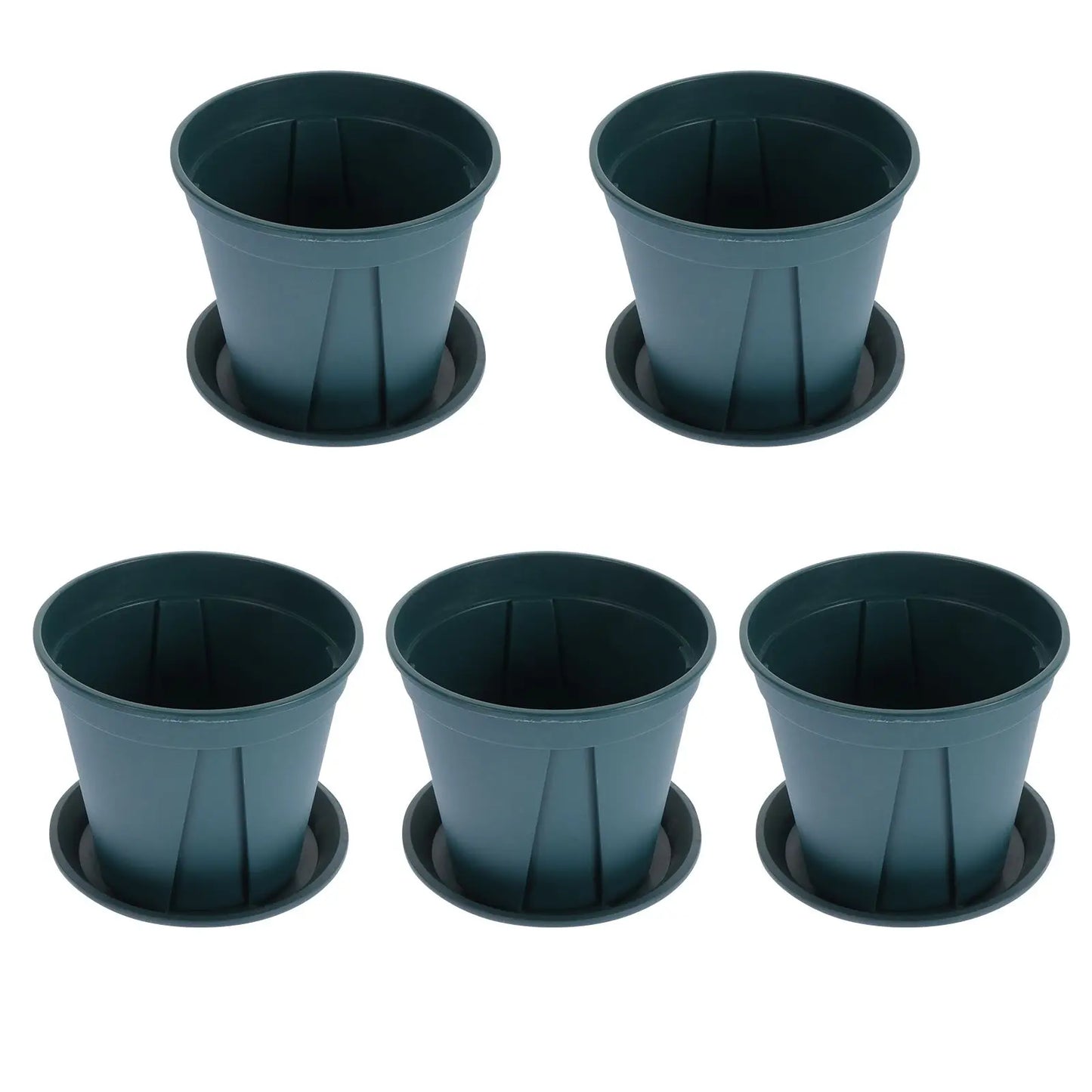 5 Sets Plant Pots Plastic Flower Pot Drainage Hole Trays Decorative Gardening Pots Window Box Planter Indoor