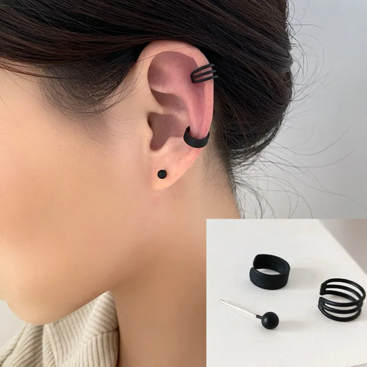 Anting-anting Menjuntai Jantung Warna Hitam Batu untuk Wanita Geometri Bulat Bunga Daun Kupu-kupu Kristal Brincos Perhiasan Pesta Hadiah Percutian 