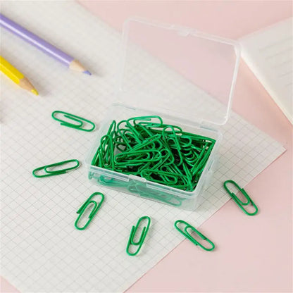 Box Colored Paper Clip Metal Clips Memo Clip Bookmarks Stationery Office Accessories School Supplies Length 18mm/50mm