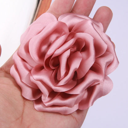 9cm Bunga Peony Satin Buatan Tangan Buatan Tangan untuk Klip Jepit Rambut Pakaian Hiasan Kepala Aksesori DIY DIY roset Fabrik Sutera organza 