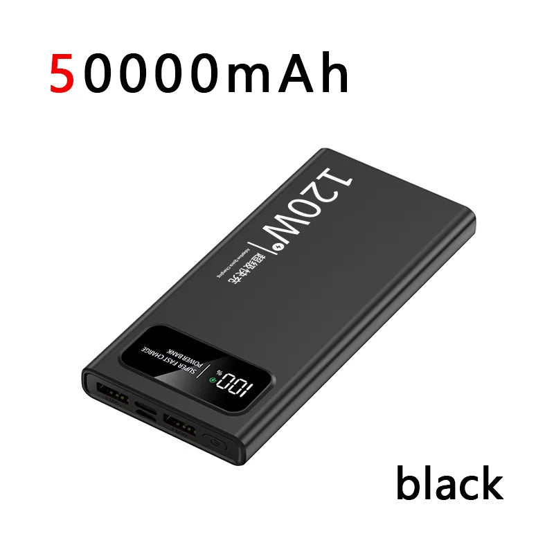 200000mAh Power Bank 120W Super Fast Charging High Capacity Battery Digital Display Power Bank For iphone Huawei Xiaomi Samsung