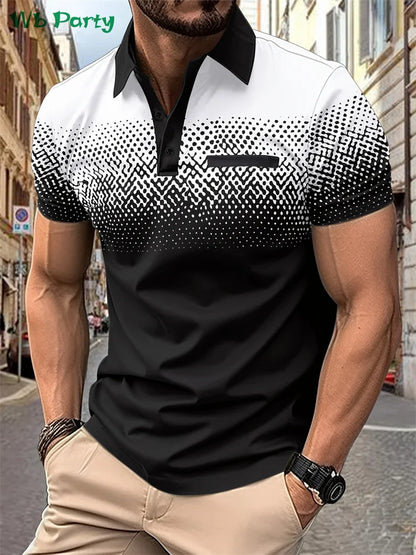 Simple Polka Dot Pattern Print Fashion Men's Shirts T shirt Men Casual Mens Polo Shirts Simple Print Men's Short Sleeve Shirts