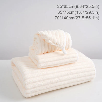 3Piece Bath Towels Set wrap edge thickened coral velvet candy bar bath towel Face Towels Set adult home pool beach seaside