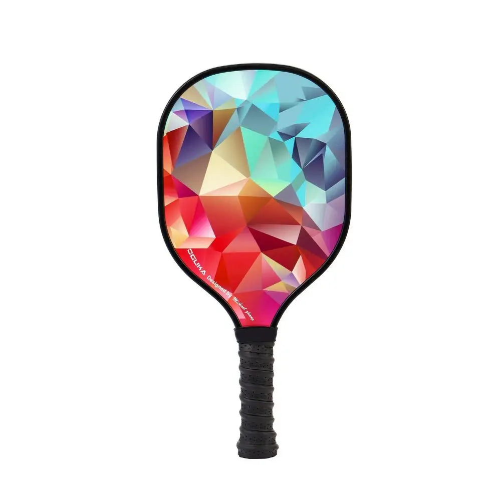 Wooden Pickleball Paddles Ribbed Handle Colorful Pickle Ball Racket Beginner Non-Slip Pickleball Training Equipment Child