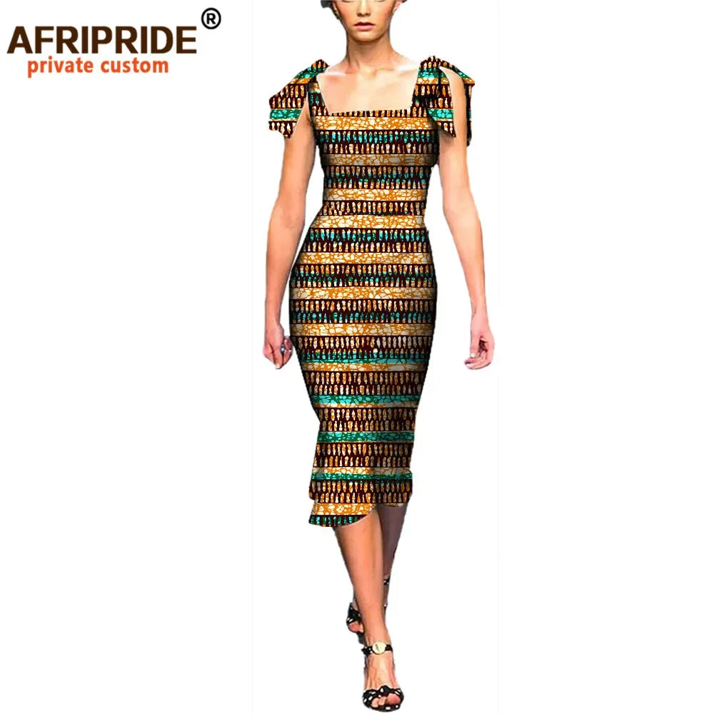 New Bazin Riche African Dresses for Women Dashiki Print Dresses Vestidos Women African Clothing Midi Dresses Party A722598