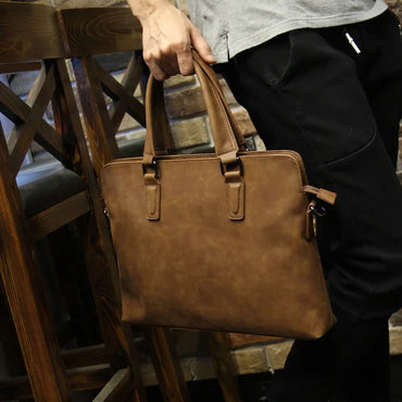 Brand Crazy horse pu leather men bags vintage business leather briefcase men's Briefcase men travel bags tote laptop bag man bag