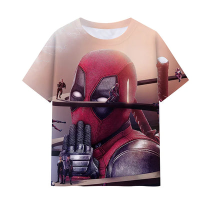 New Marvel Men's T-shirt Deadpool Wolverine 3D Printed Short Sleeve Fashion Oversized T-shirt Casual Street Trend Men's Clothing