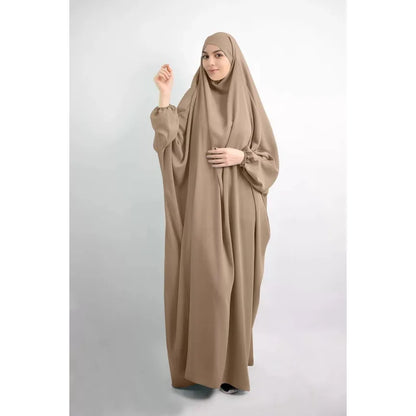 10 Colors Muslim Robe One Piece Solid Color Long Dress Ramadan Prayer Hijab Gilbab Women Hooded Veil Islam Dubai