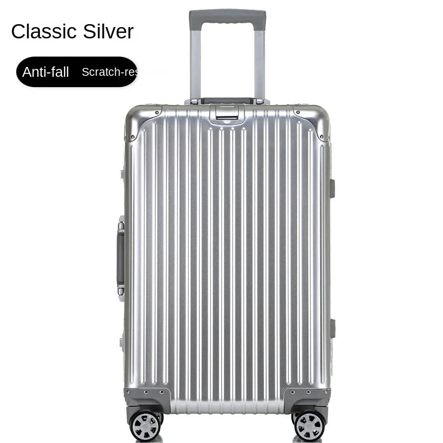 Suitcase 100% Aluminum Metal Password Trolley Luggage Suitcase Trip Cabin Carry-on 20/24/28/32 Inch Travel Bags Suitcases