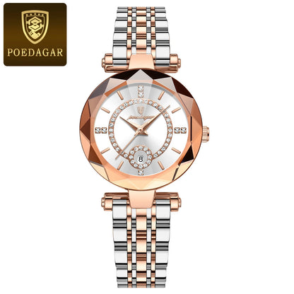 POEDAGAR Luxury Watch for Women High Quality Waterproof Date Leather Ladies Watches Dress Casual Quartz Women's Watch reloj +box