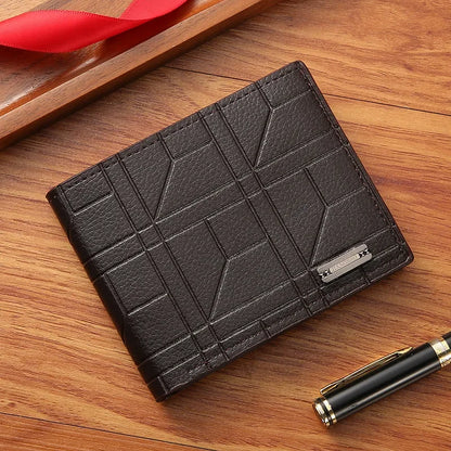 Men's Wallet Black Multi-card Slot Plaid Pattern Casual Youth Horizontal Men's Wallet Male Card Holder Small Coin Purse Cartera