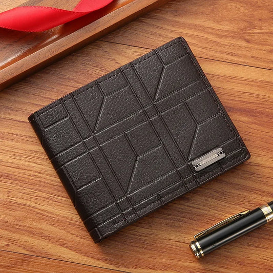 Men's Wallet Black Multi-card Slot Plaid Pattern Casual Youth Horizontal Men's Wallet Male Card Holder Small Coin Purse Cartera