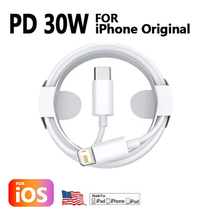 For Apple PD3.0 30W Lightning Quick Charging Cable For iPhone 14 13 12 X USB Type C Charge Data Wire Cord Phone Accessories