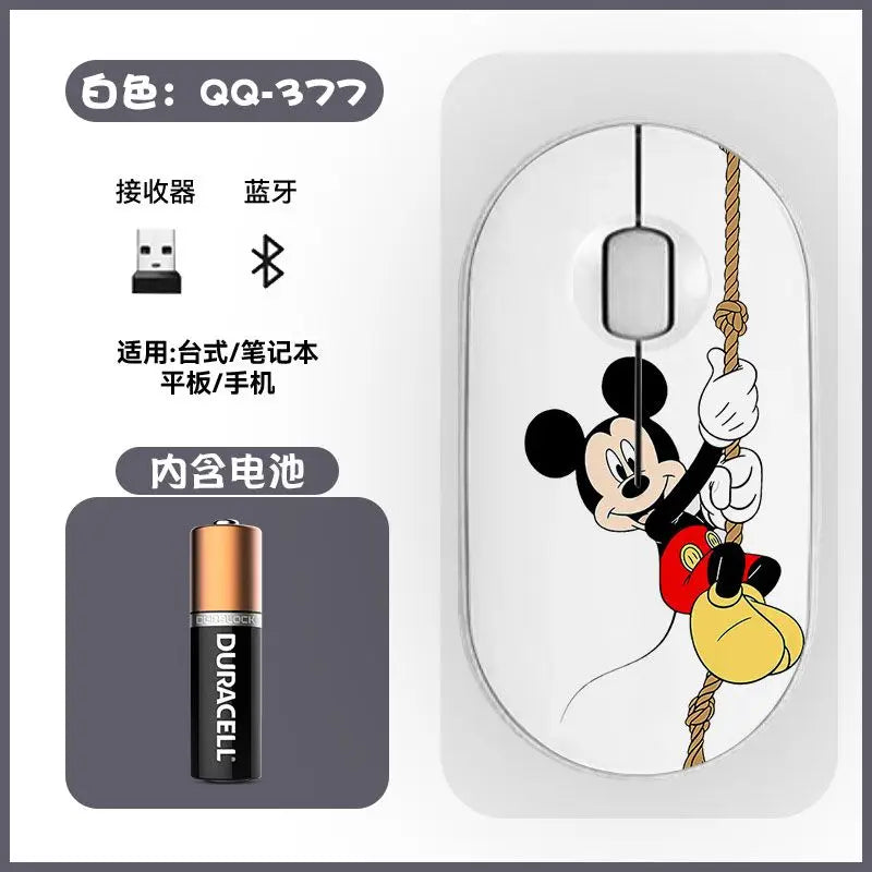 Disney Kawaii Mickey Mouse and Minnie Wireless Bluetooth Mouse Cute Cartoon USB Bluetooth Dual Mode Super Silent Home Laptop